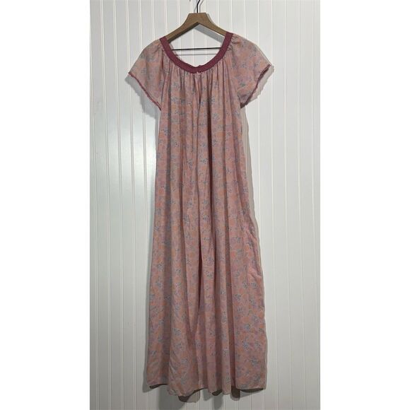 Other - Vintage Floral Muumuu Nightgown Pink Lace Prairie House Dress Cottagecore M